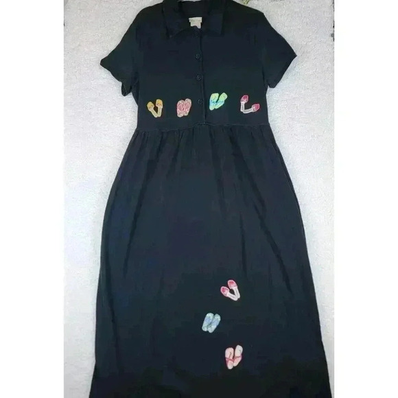 Vtg Bobbie Brooks Maxi Dress Womens XL Embroidered Sandals Short Sleeve - Picture 6 of 16